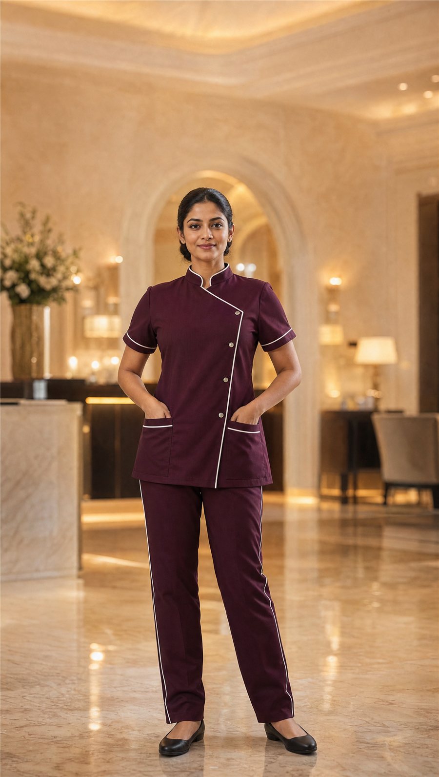 Coordinated hotel team uniforms
